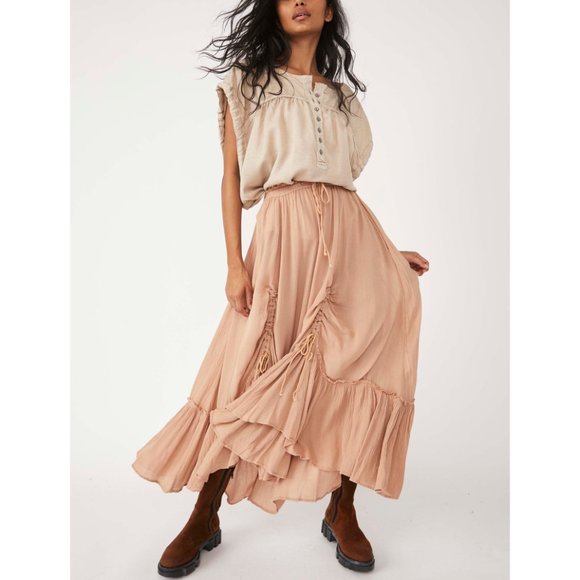 FREE PEOPLE El Sol Convertible Maxi Skirt / Sepia Tone - Picture 6 of 12